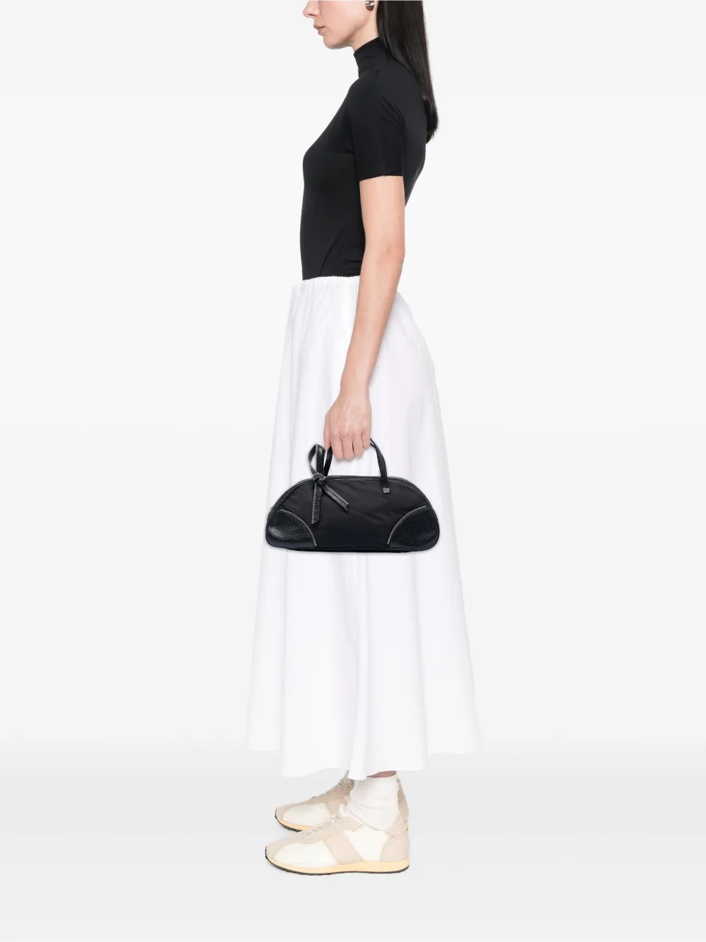 Dior Pre-owned 2001 Nylon and Calfskin Bow Handbag in Black, view 2
