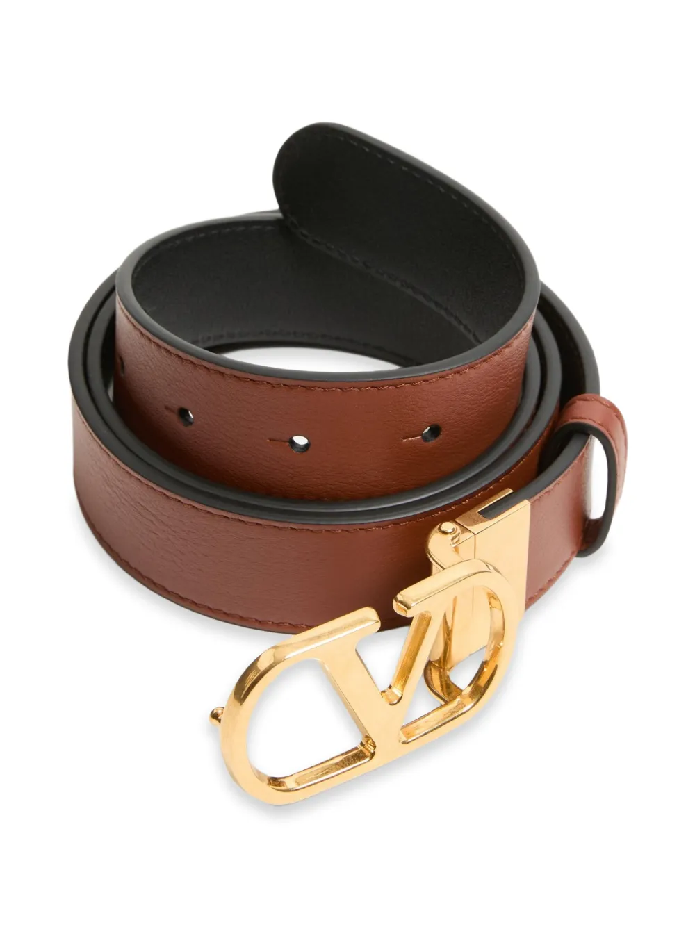  Valentino Garavani Ceinture Réversible Vlogo Signature Ceinture En Cuir Veau Brillant 30 Mm - Marron 