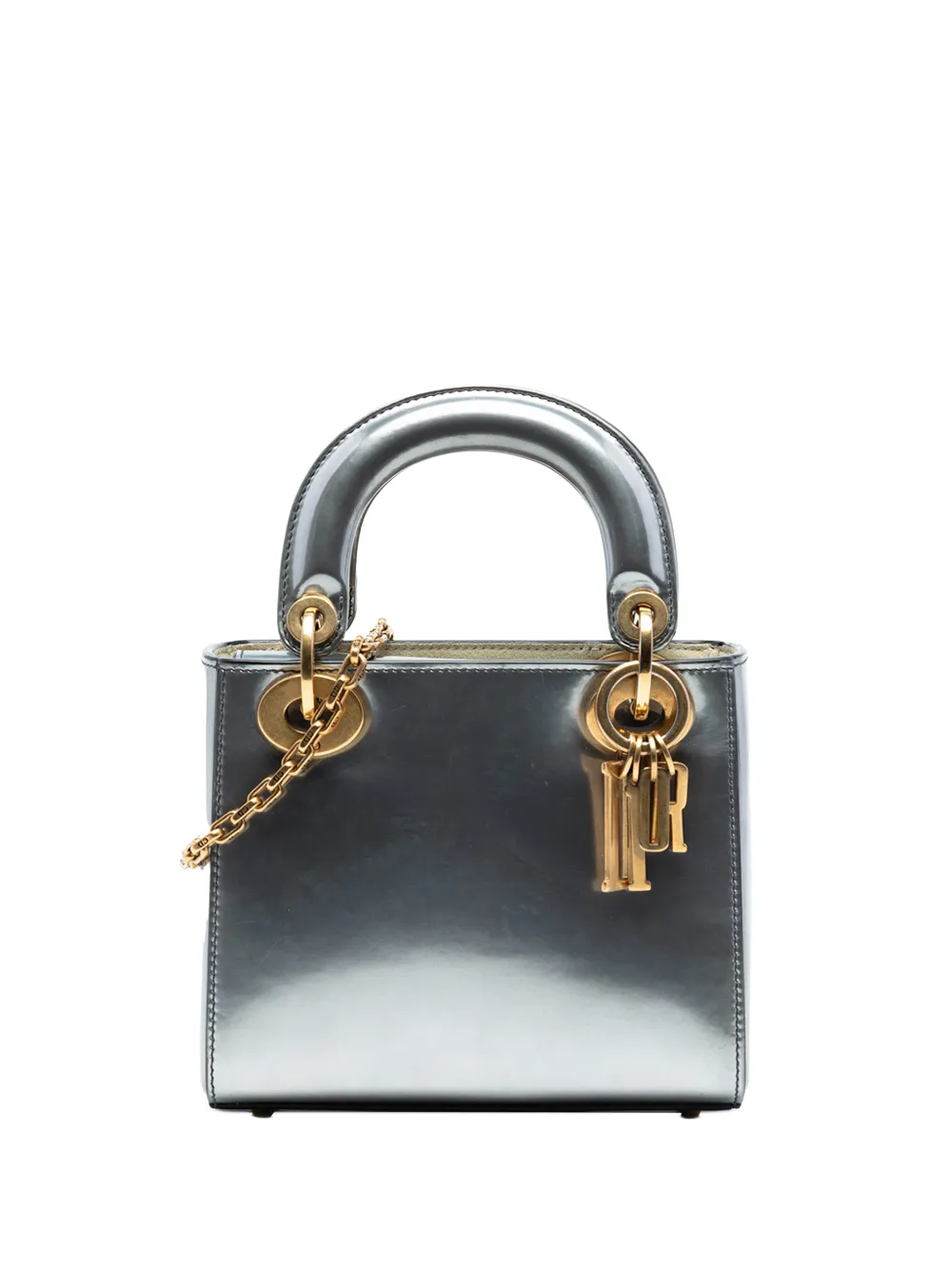 Christian Dior Pre-Owned 2018 Mini Metallic Patent Lady Dior satchel - Argento