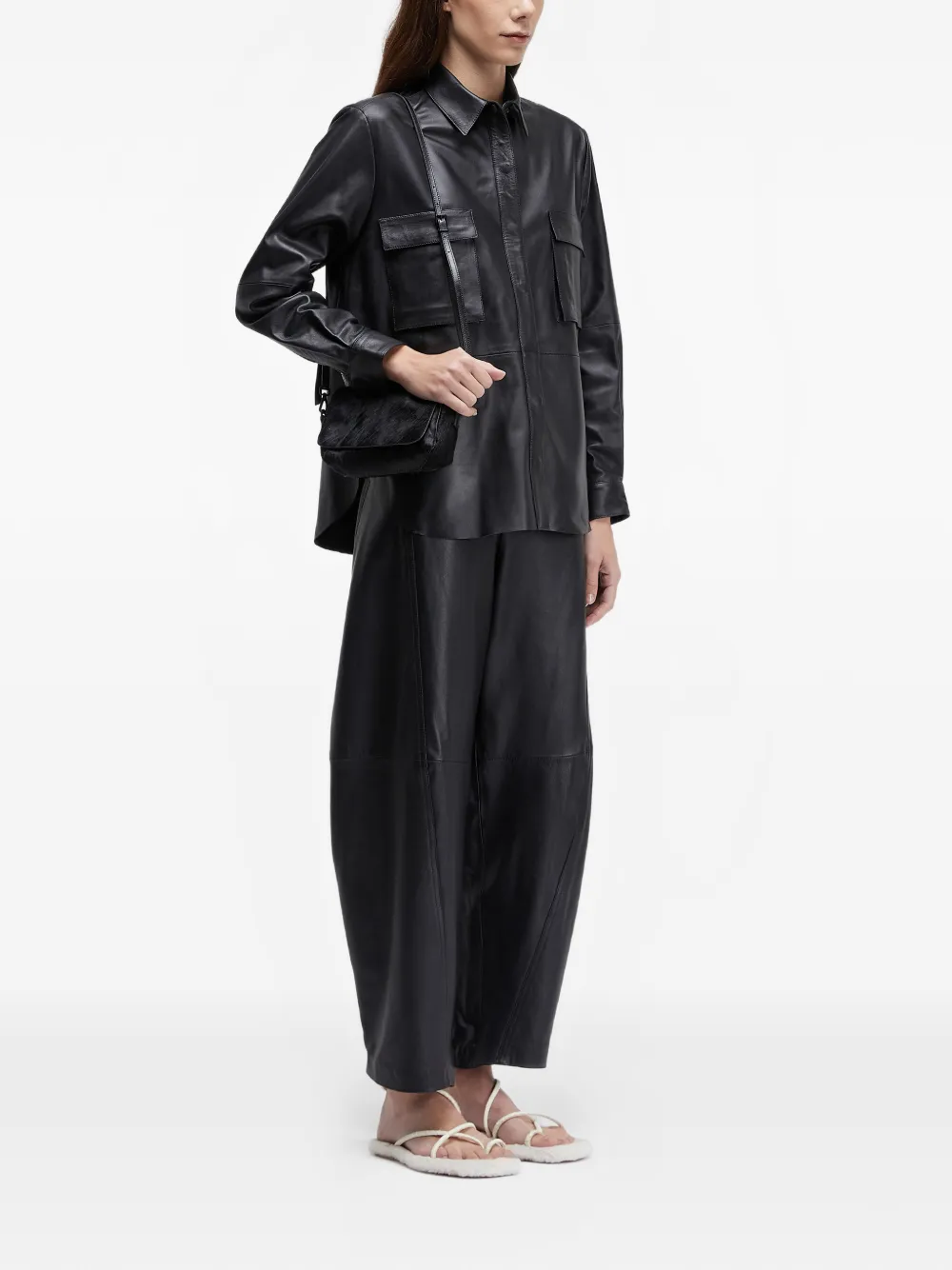  Osklen Pocket Leather Shirt - Black 