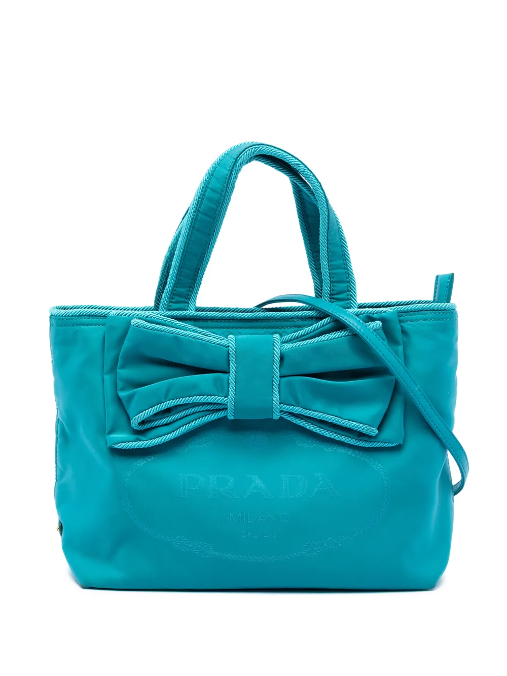 Prada Pre-Owned 2013-2026 Tessuto Canapa Logo Bow satchel - Blu