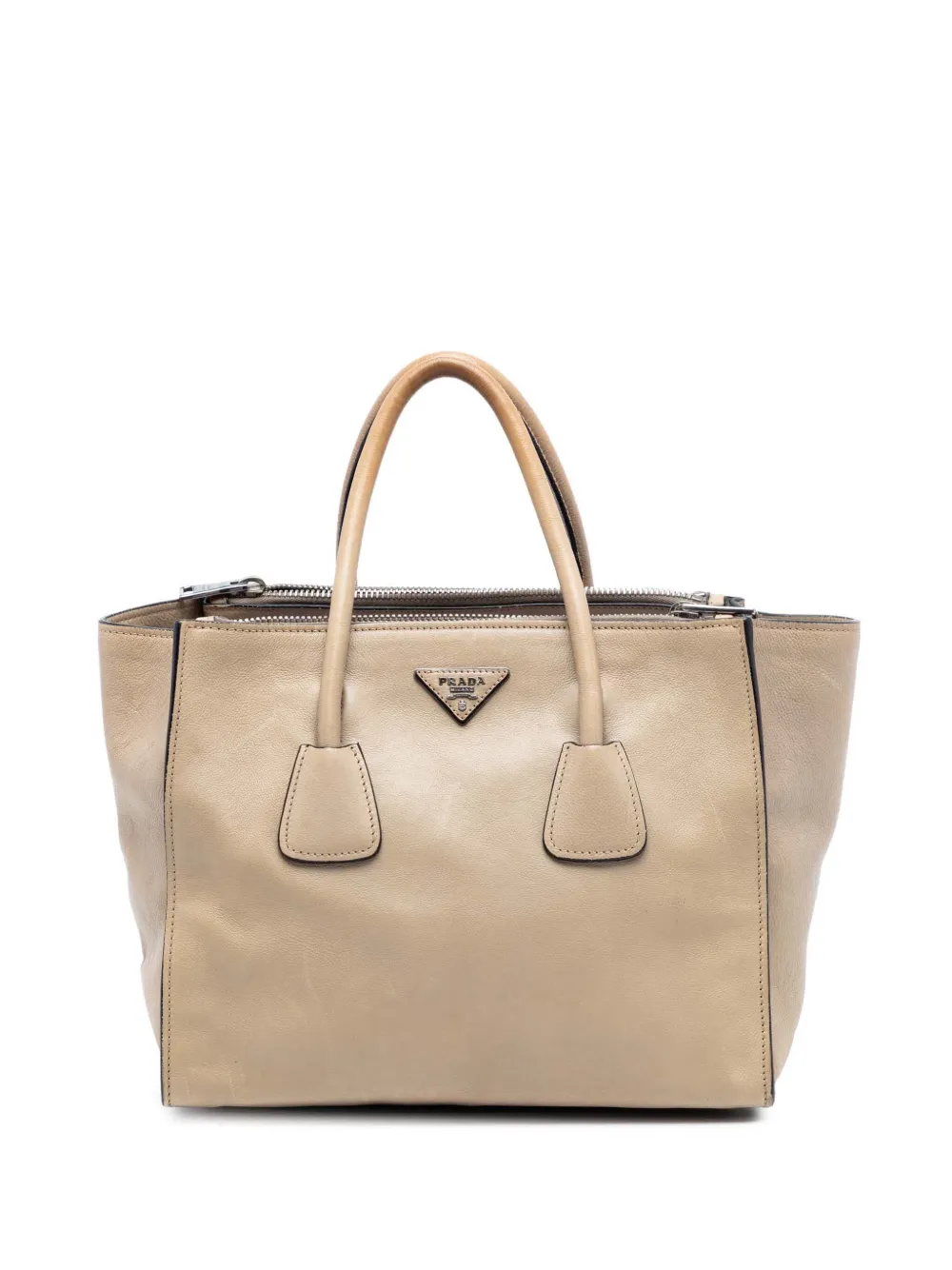 Prada Pre-Owned 2015-2026 Glace Calf Twin Pocket Double Handle satchel - Brown