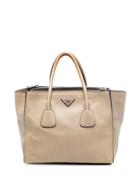 Prada Pre-Owned bolsa satchel de piel de becerro con bolsillo y doble asa 2010-2026