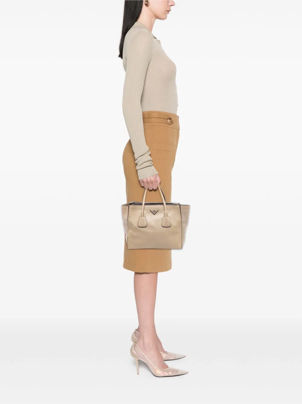  Prada Pre-owned Borsa A Tracolla Twin Pocket In Pelle Glace Calf Con Doppio Manico 2015-2026 - Marrone 
