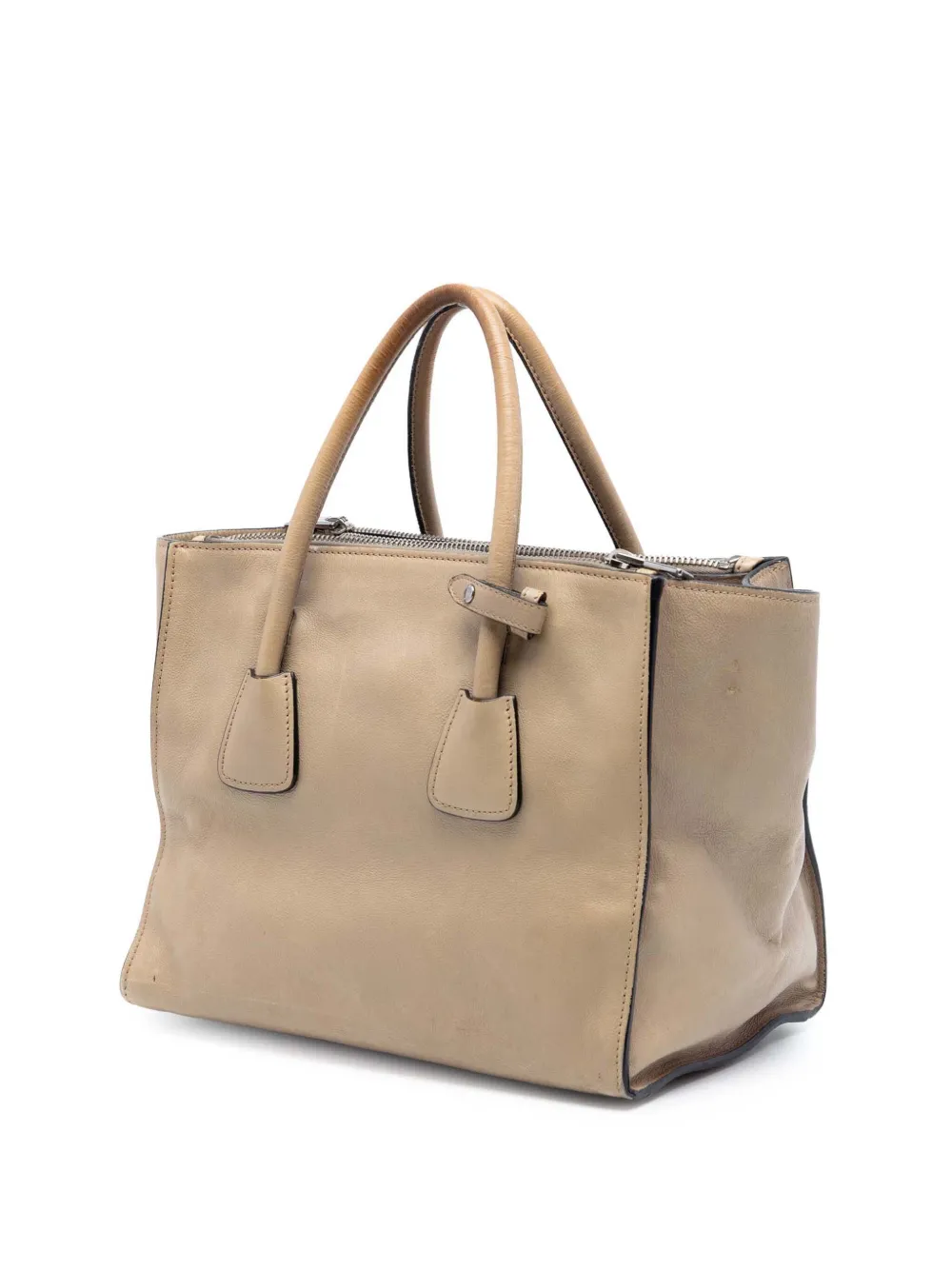  Prada Pre-owned Borsa A Tracolla Twin Pocket In Pelle Glace Calf Con Doppio Manico 2015-2026 - Marrone 