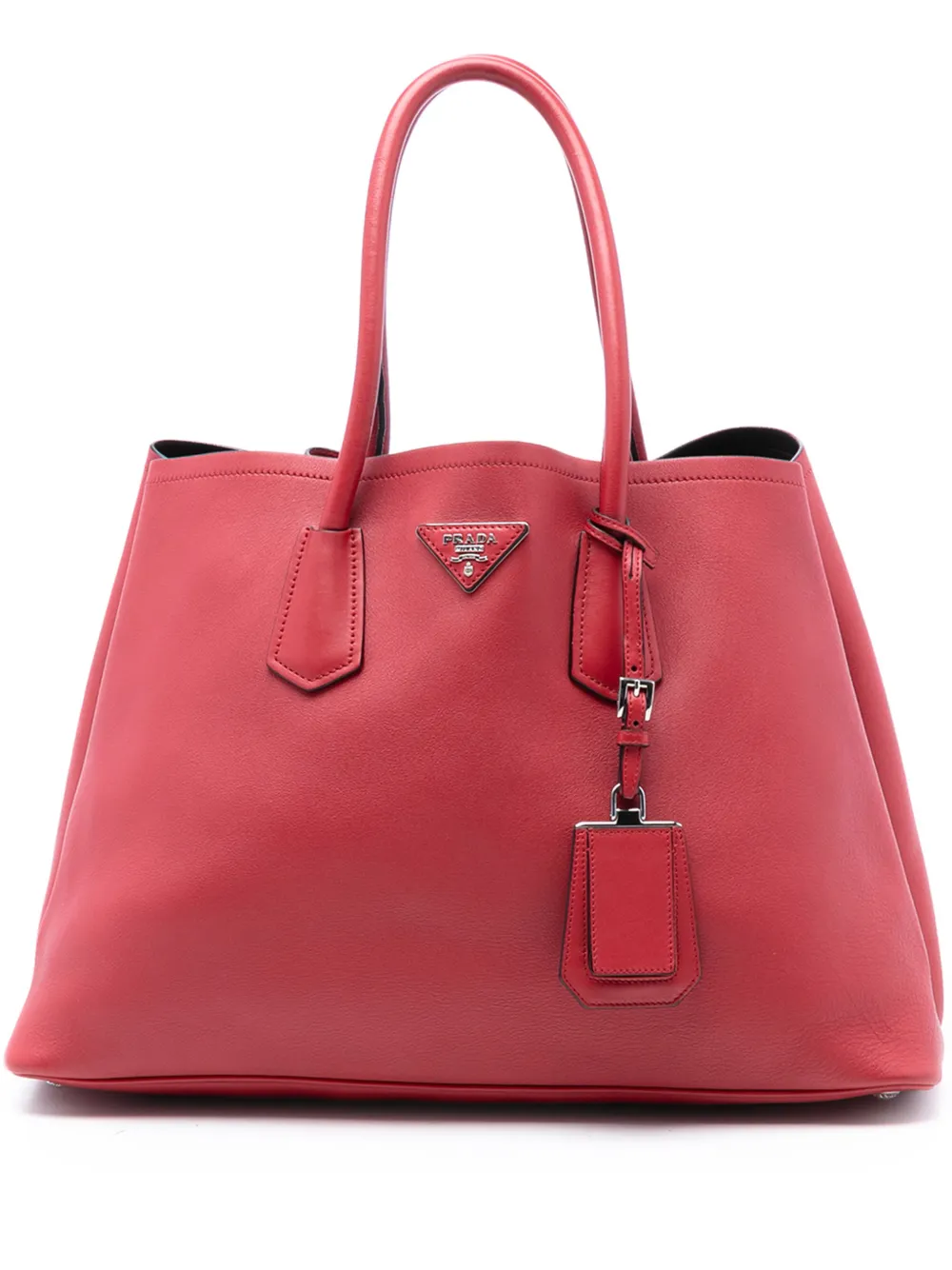 Prada Pre-Owned 2021-2025 Large Saffiano Cuir Double satchel - Rosso