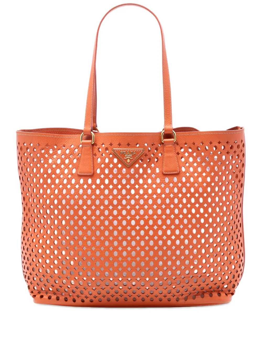Prada Pre-Owned 2010-2025 Perforated Saffiano Fori Shopping tote bag - Arancione