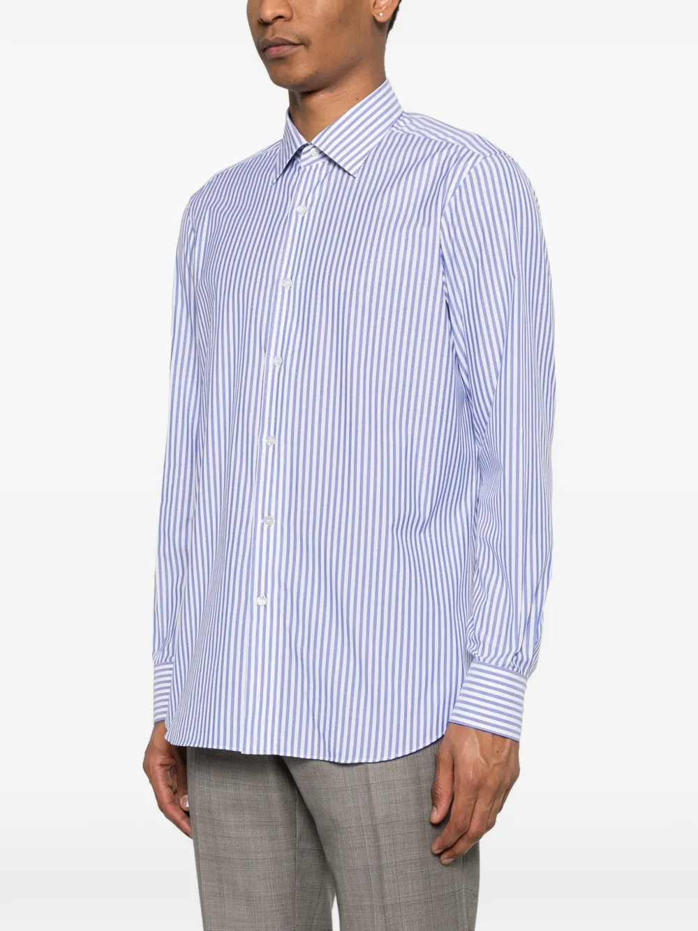  Fray Striped Shirt - Blue 