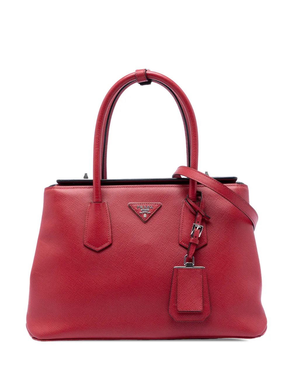 Prada Pre-Owned 2013-2026 Saffiano Cuir Turnlock Twin satchel - Red
