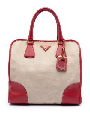 Prada Pre-Owned 2010-2025 Large Canapa And Saffiano Double Satchel