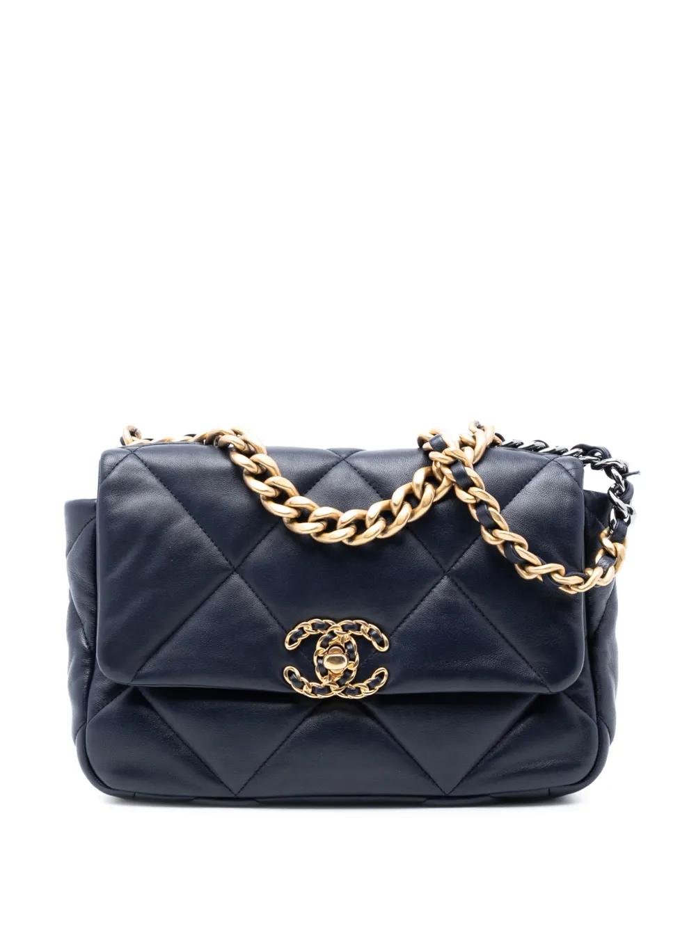 CHANEL Pre-Owned 2021 Medium Lambskin 19 Flap satchel - Blu