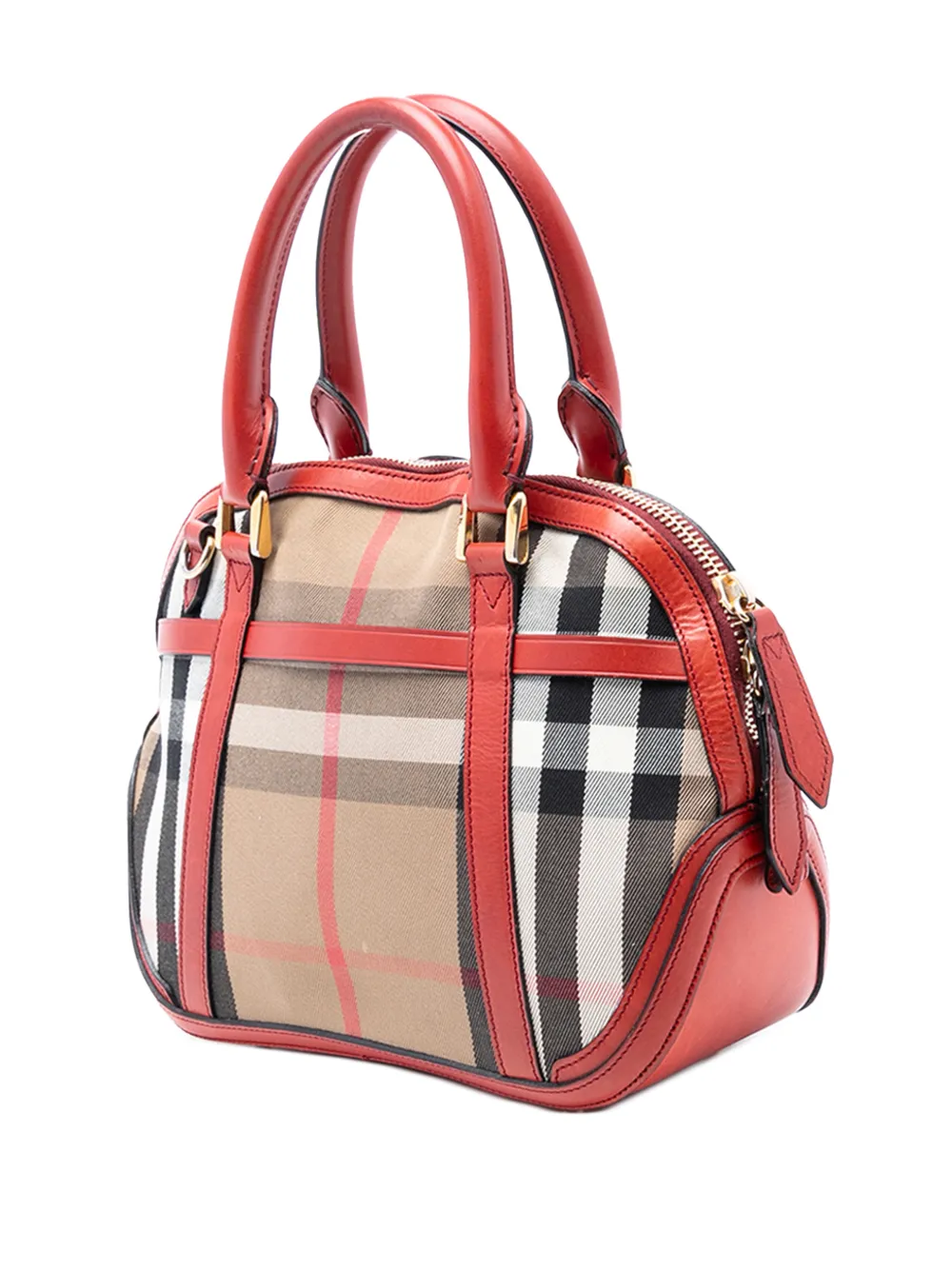 2000-2017 Small Leather Trimmed House Check Canvas Bridle Orchard Satchel