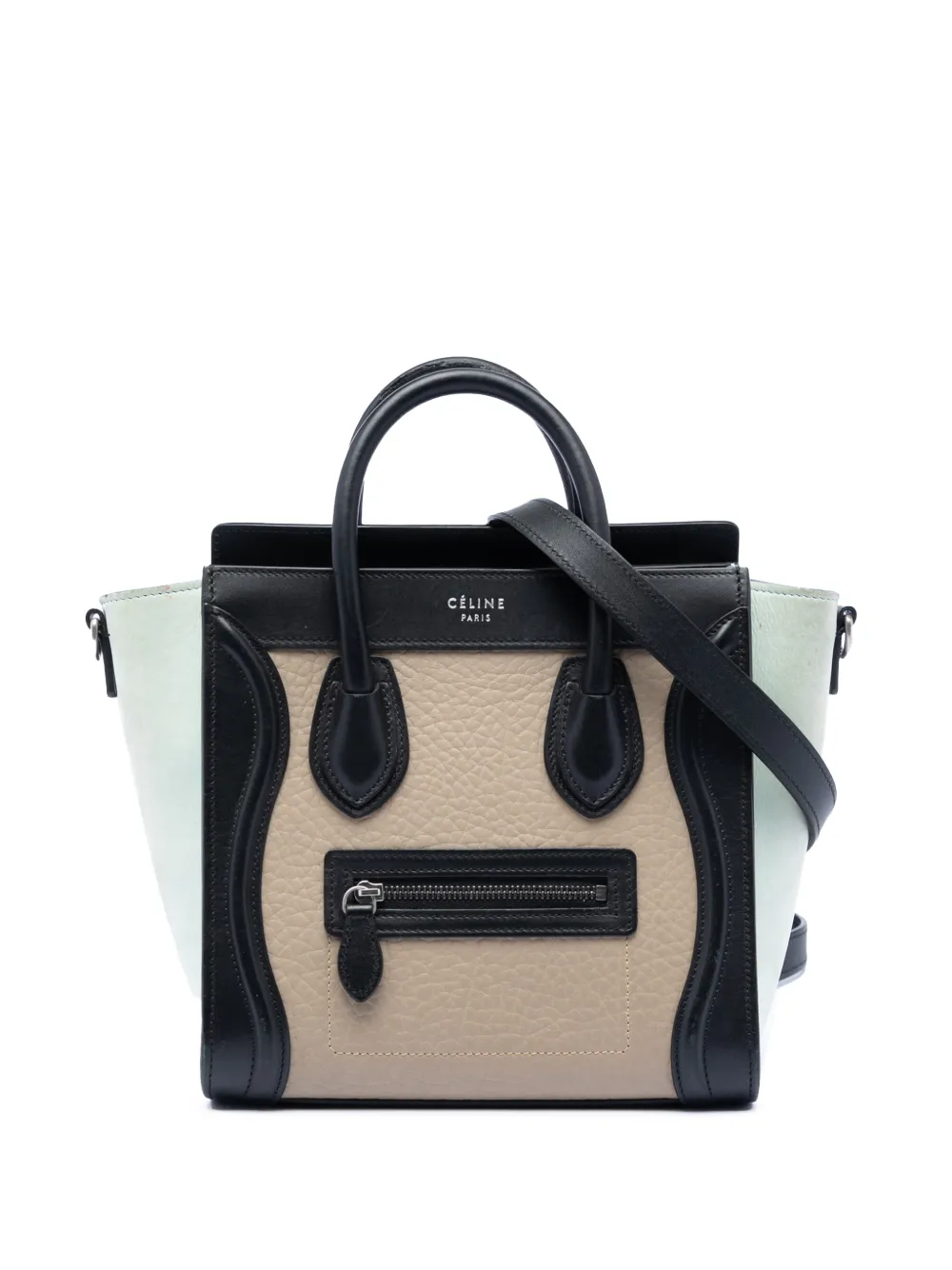 Celine Pre-Owned 2017 Nano Tricolor Leather Luggage Tote satchel - Marrone