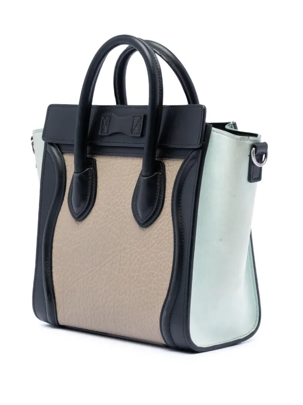 Celine Pre-Owned 2017 Nano Tricolor Leather Luggage Tote Satchel
