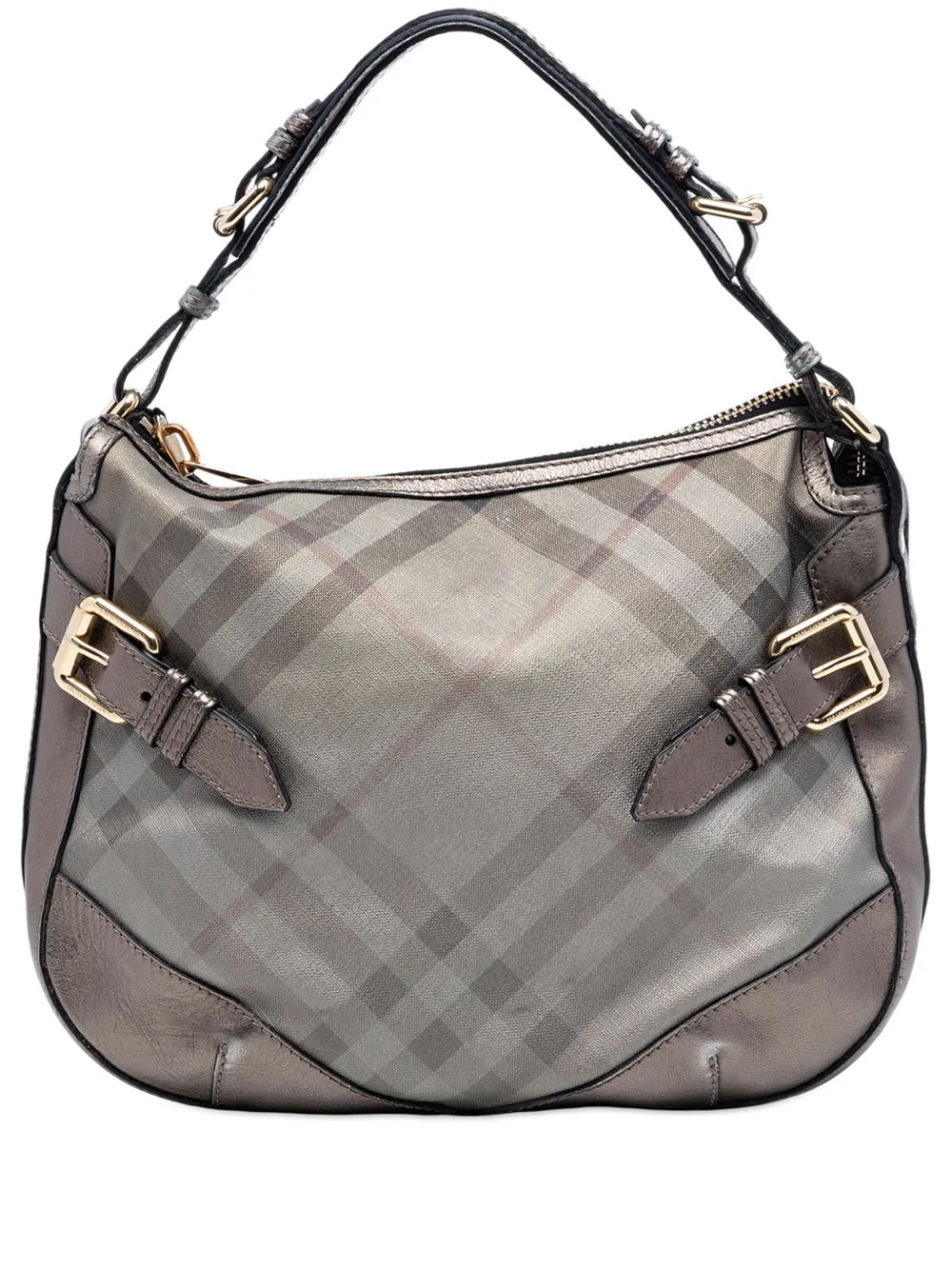 Burberry Pre-Owned 2000-2026 Supernova Check Coated Canvas and Metallic Leather shoulder bag - Grau