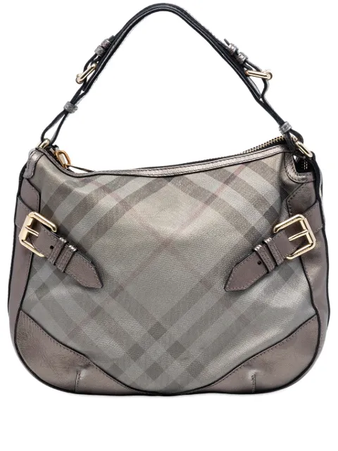 Burberry Pre-Owned 2000-2026 Supernova Check Schultertasche aus beschichtetem Canvas und Leder in Metallic-Optik
