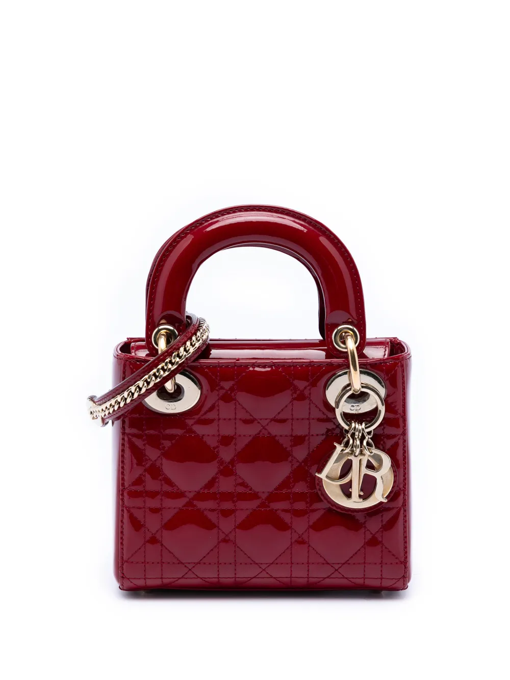 Christian Dior Pre-Owned 2019 Mini Patent Cannage Lady Dior satchel - Rosso