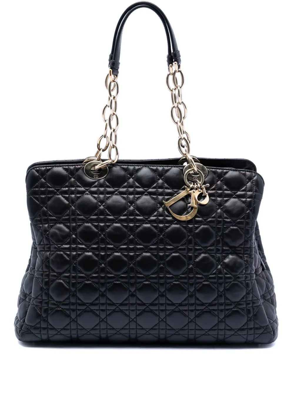 Christian Dior Pre-Owned 2014 Large Lambskin Cannage Soft Zipped Lady Dior Shopping tote bag - Nero