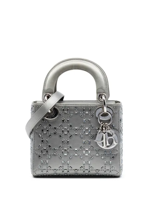 Christian Dior Pre-Owned 2019 Mini Satin Cannage Strass Crystal Embellished Lady Dior satchel