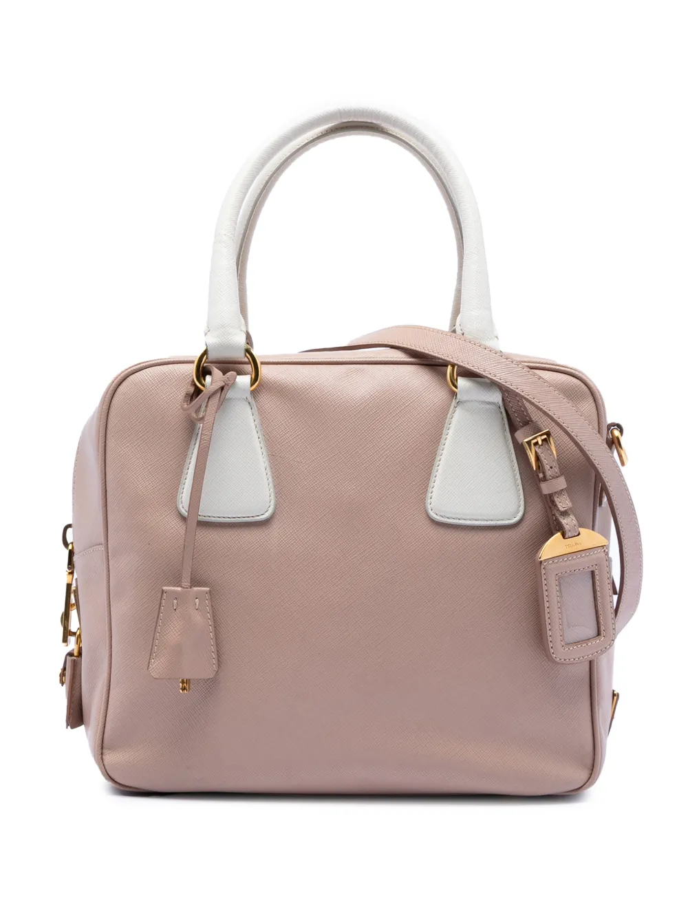 Prada Pre-Owned 2010-2026 Small Bicolor Saffiano Square Bauletto satchel - Rosa