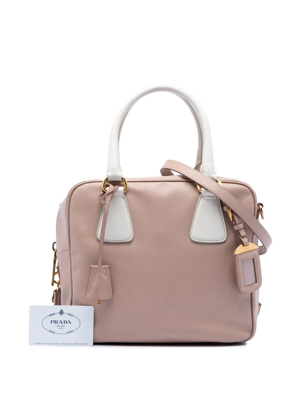 2010-2026 Small Bicolor Saffiano Square Bauletto Satchel