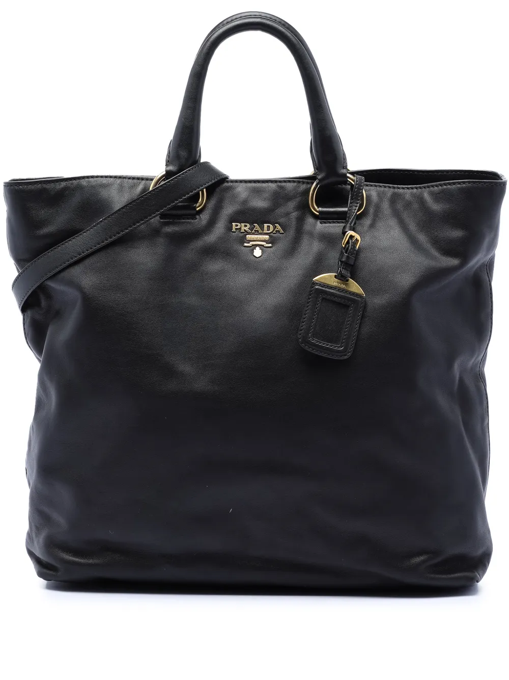 Prada Pre-Owned 2000-2025 Soft Calf Open Convertible Tote satchel - Nero