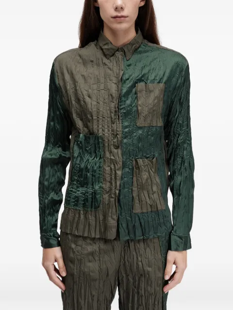 Osklen Camisa Wrinkled Satin + Tricoline