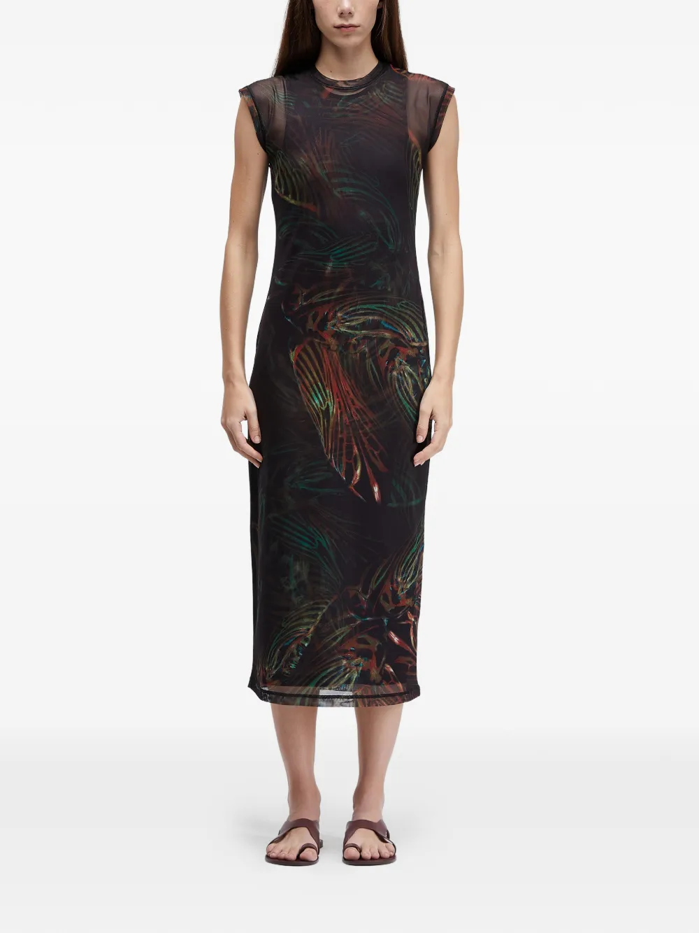  Osklen Sleeveless Printed Midi Dress - Black 