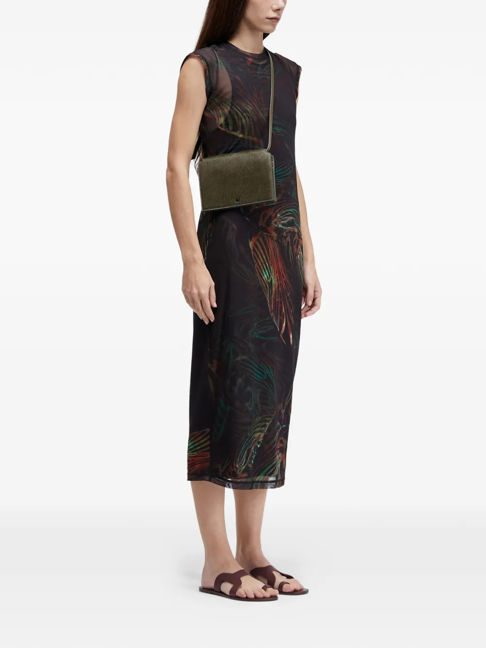  Osklen Sleeveless Printed Midi Dress - Black 
