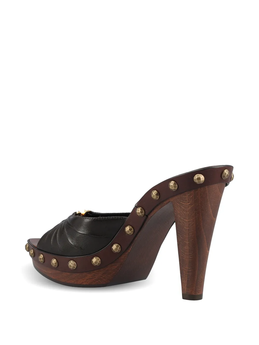 Saint Laurent Babylone leren sandalen met studs Bruin