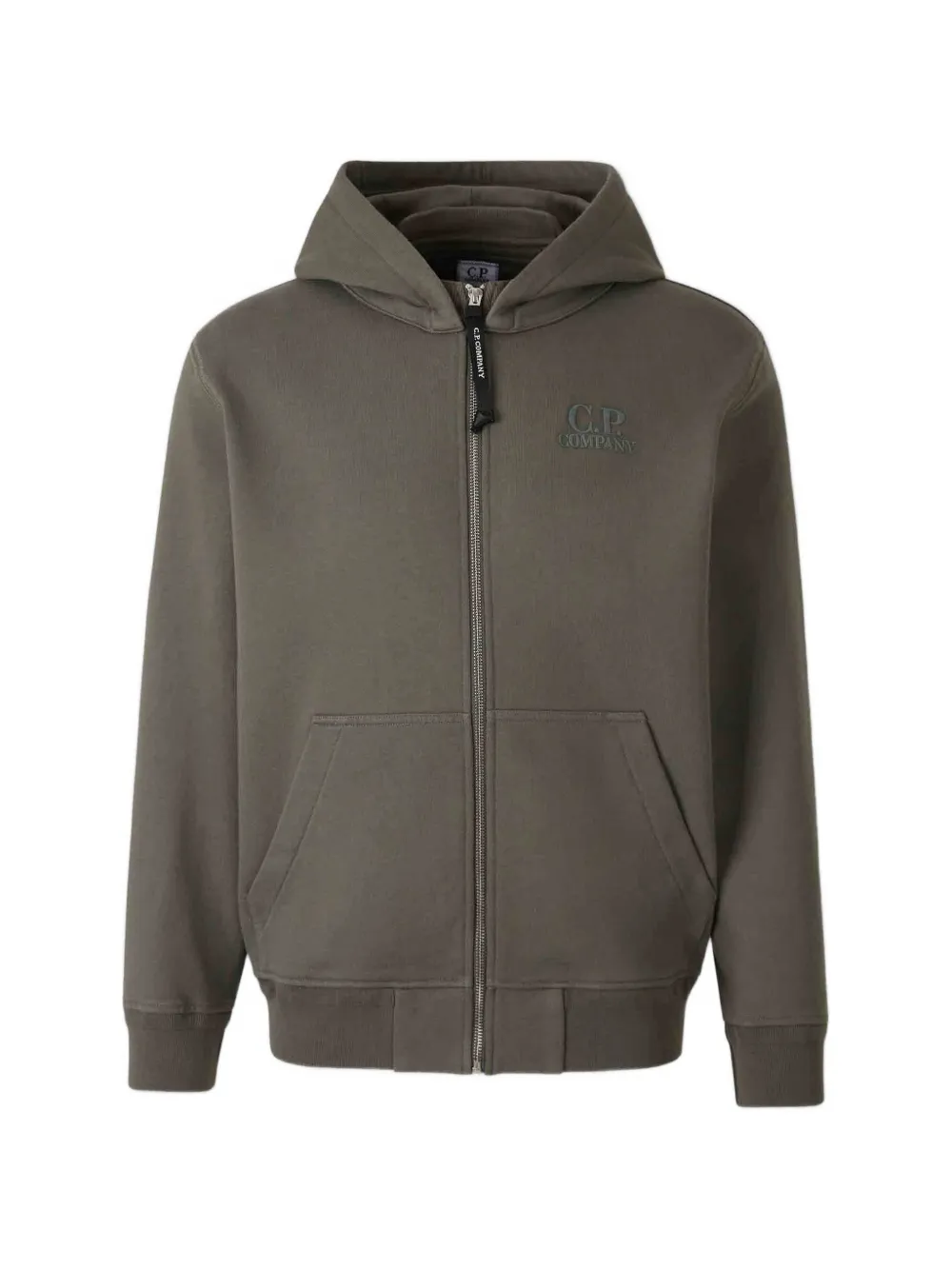 C.P. Company logo-detail zip-up hoodie - Grey