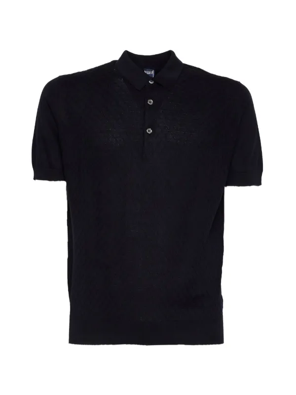 Fedeli Gabriel Giza Buttoned Classic Collar Polo Shirt in Blue