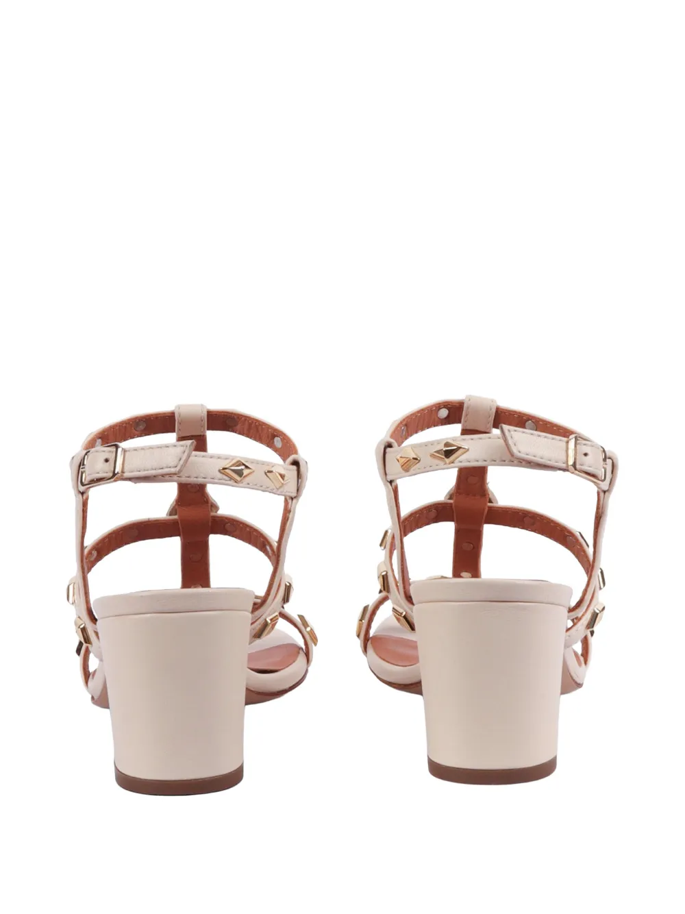 Via Roma 15 diamond-stud cage sandals Beige
