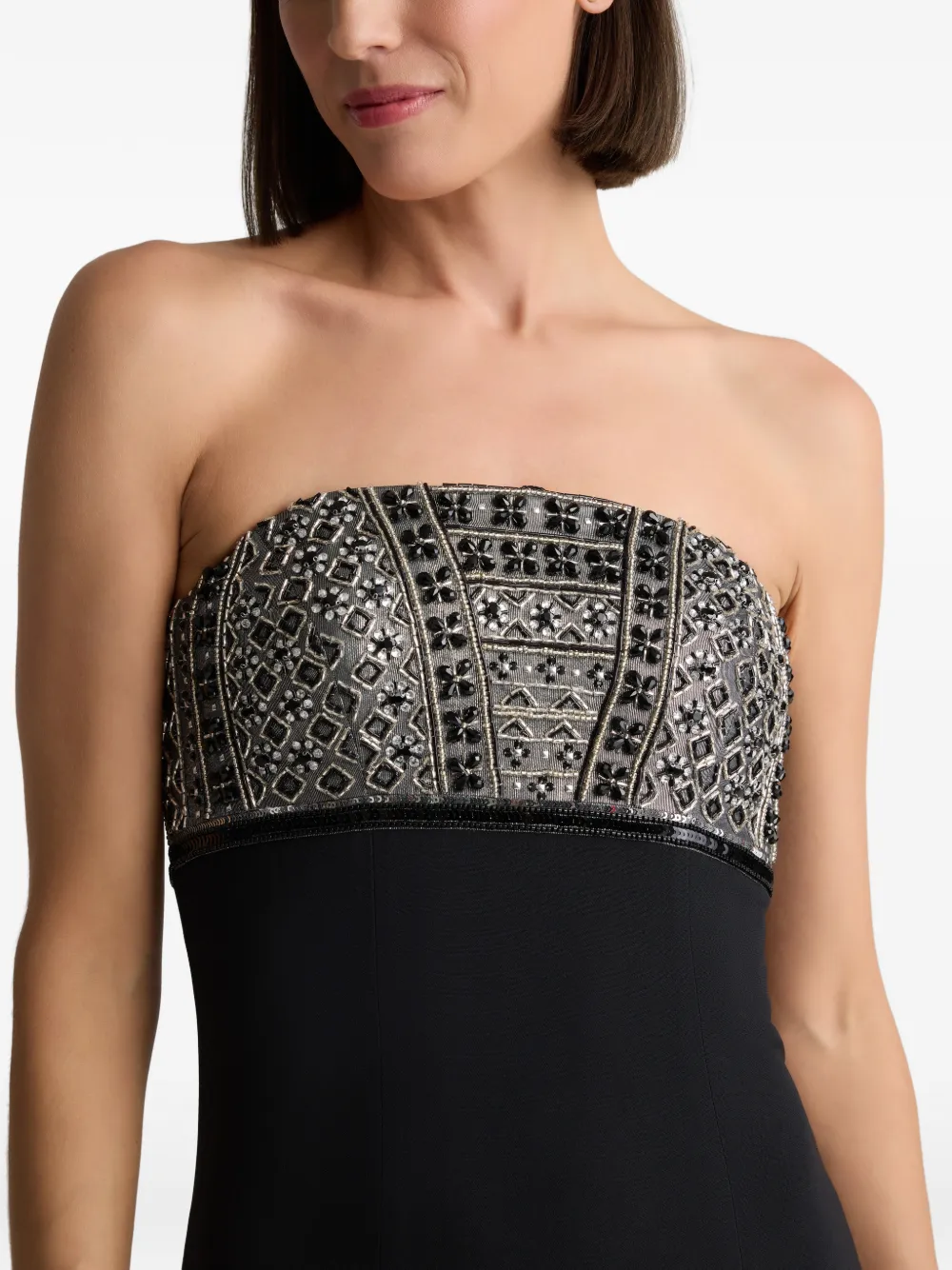 St. John Strapless maxi-jurk met kralen Zwart