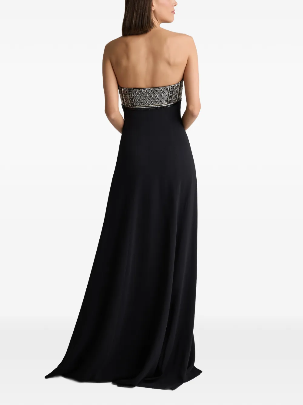 St. John Strapless maxi-jurk met kralen Zwart