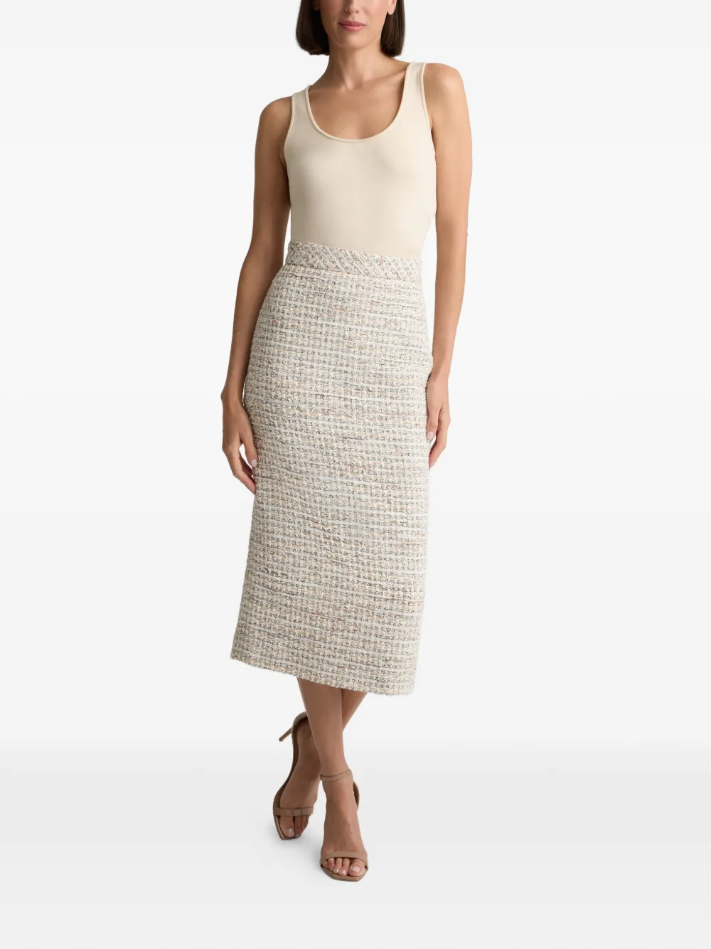  St. John Azure Tweed Skirt - Neutrals 
