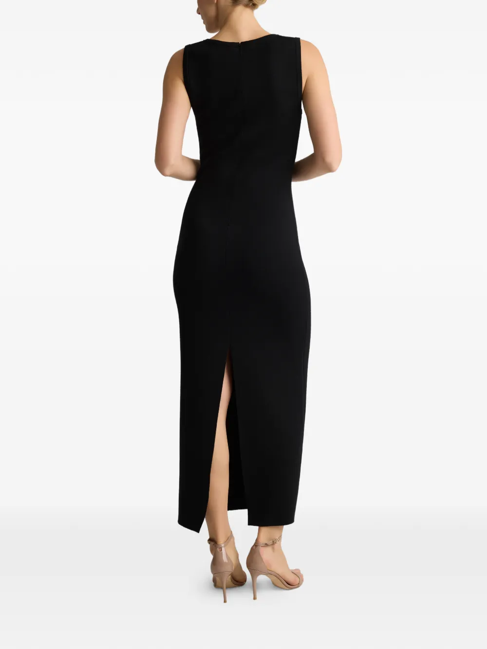 St. John Midi-jurk met diepe ronde hals en logo Zwart