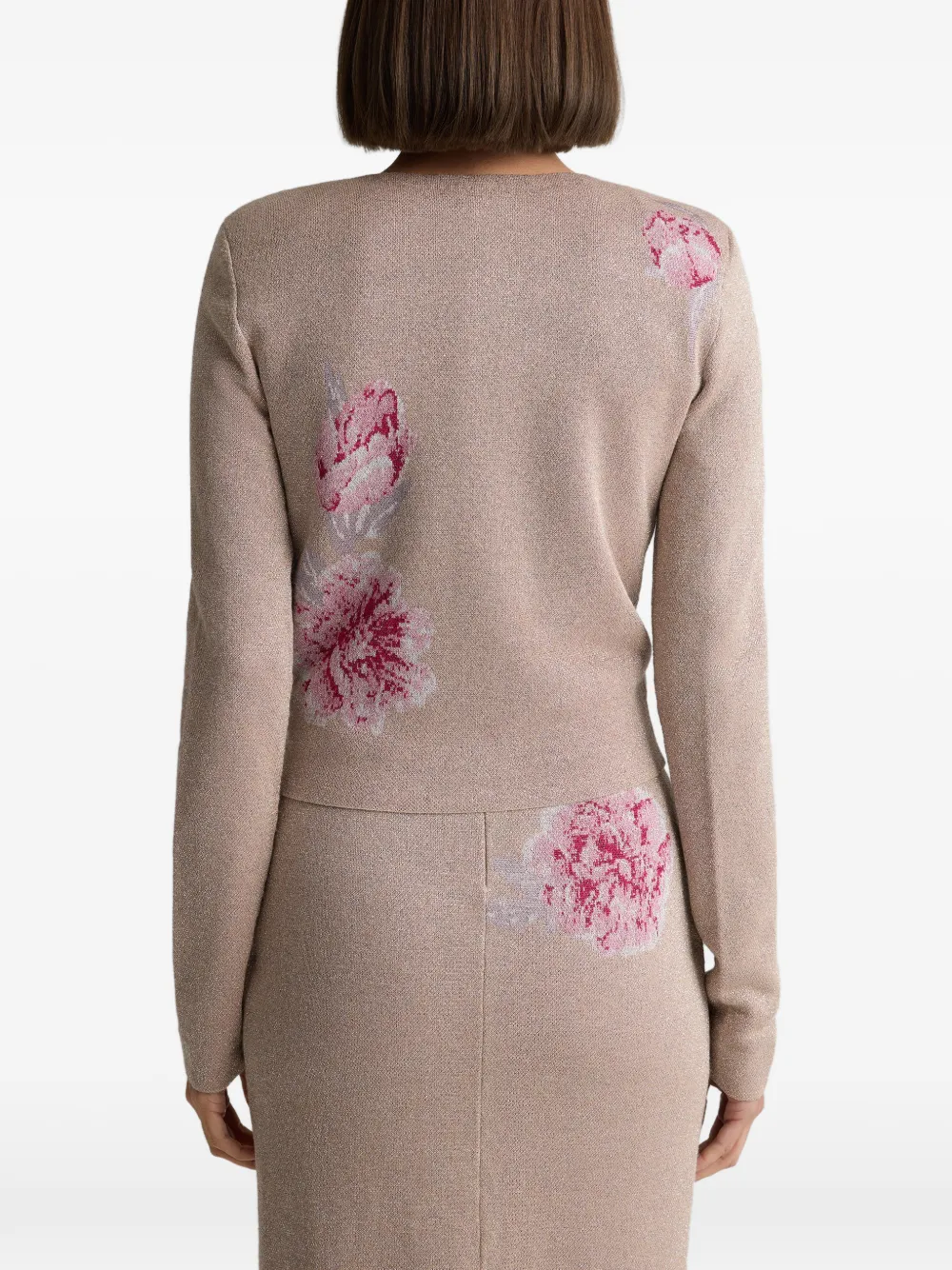 Renee Metallic-Peony-Jacquard-Knit Jacket