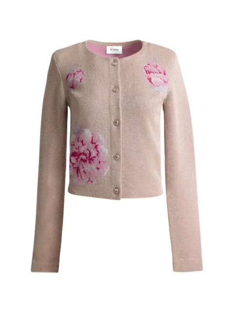 St. John Renee metallic-peony-jacquard-knit jacket