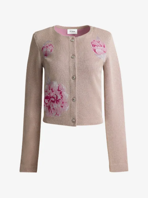 St. John Renee metallic-peony-jacquard-knit jacket