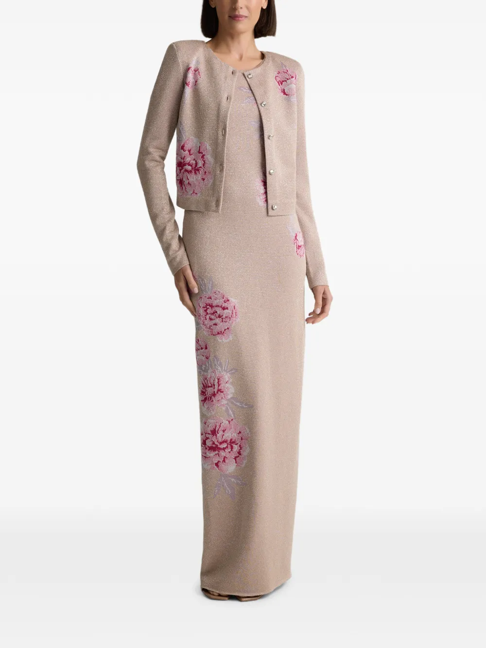 Renee Metallic-Peony-Jacquard-Knit Jacket