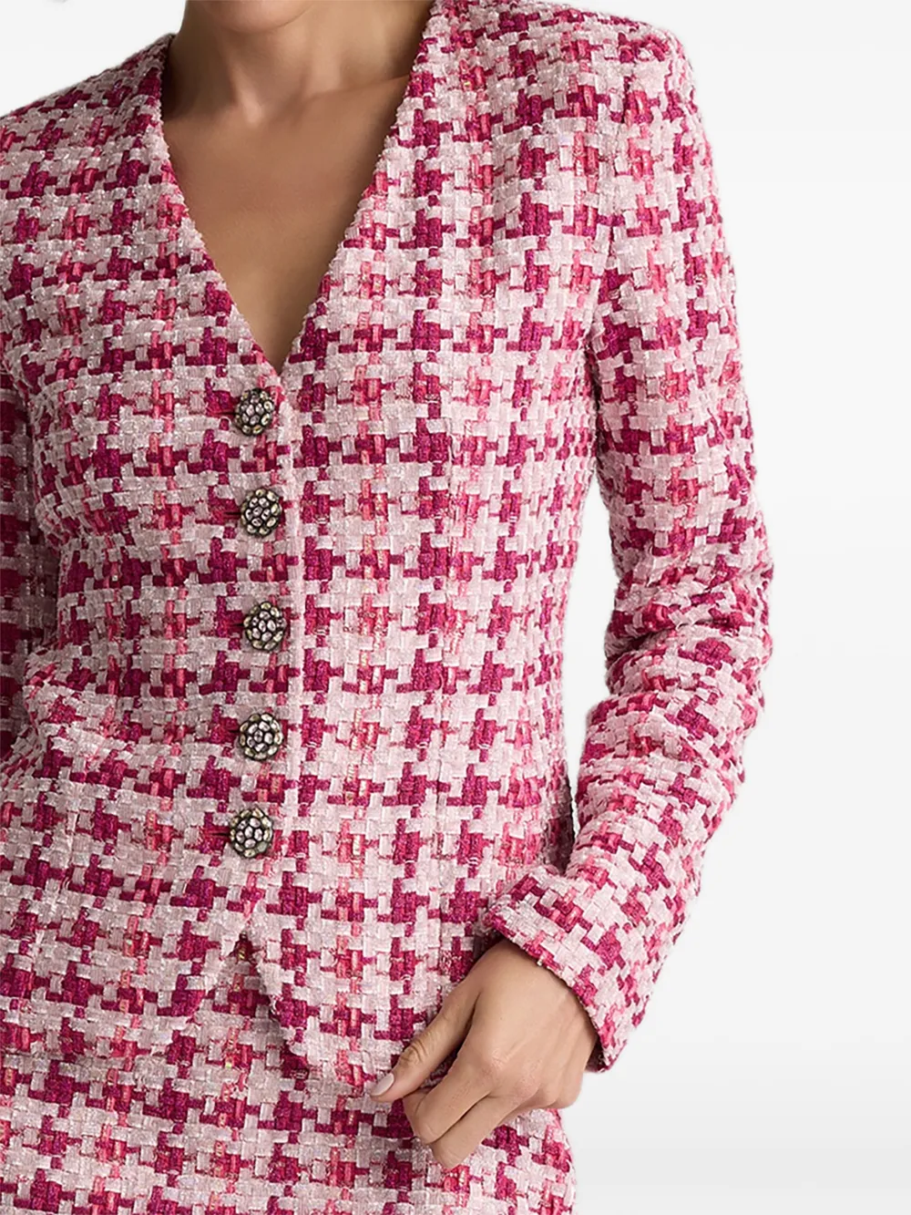  St. John Suzy Ritz-tweed Long-sleeve Jacket - Pink 