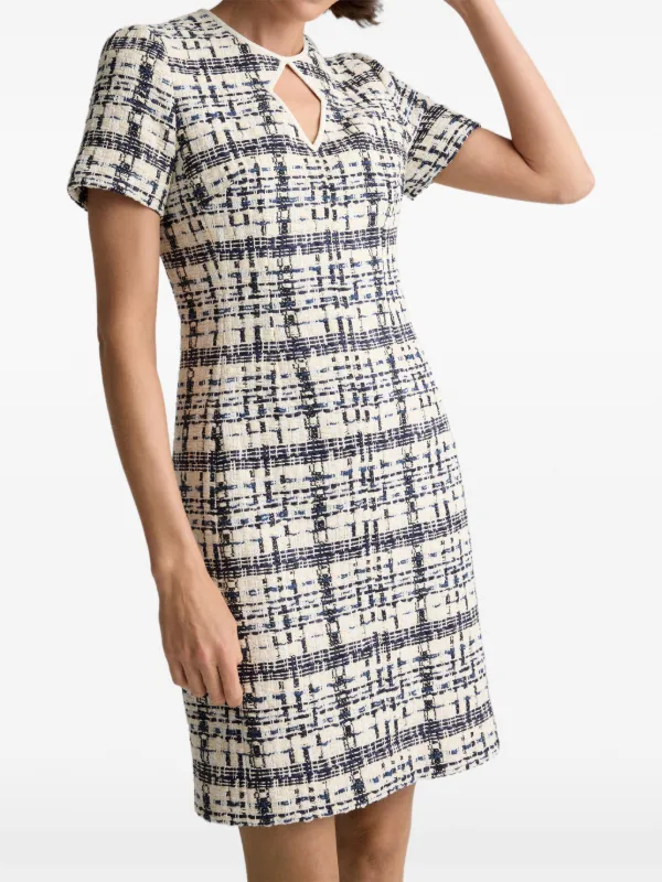 tweed short sleeve dress Slim Fit Elegant Style Short Sleeve Tweed Dress