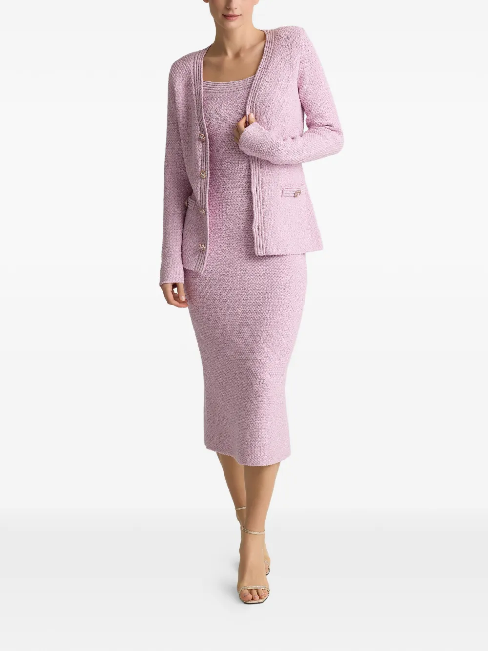  St. John Mouliné-knit Jacket - Pink 