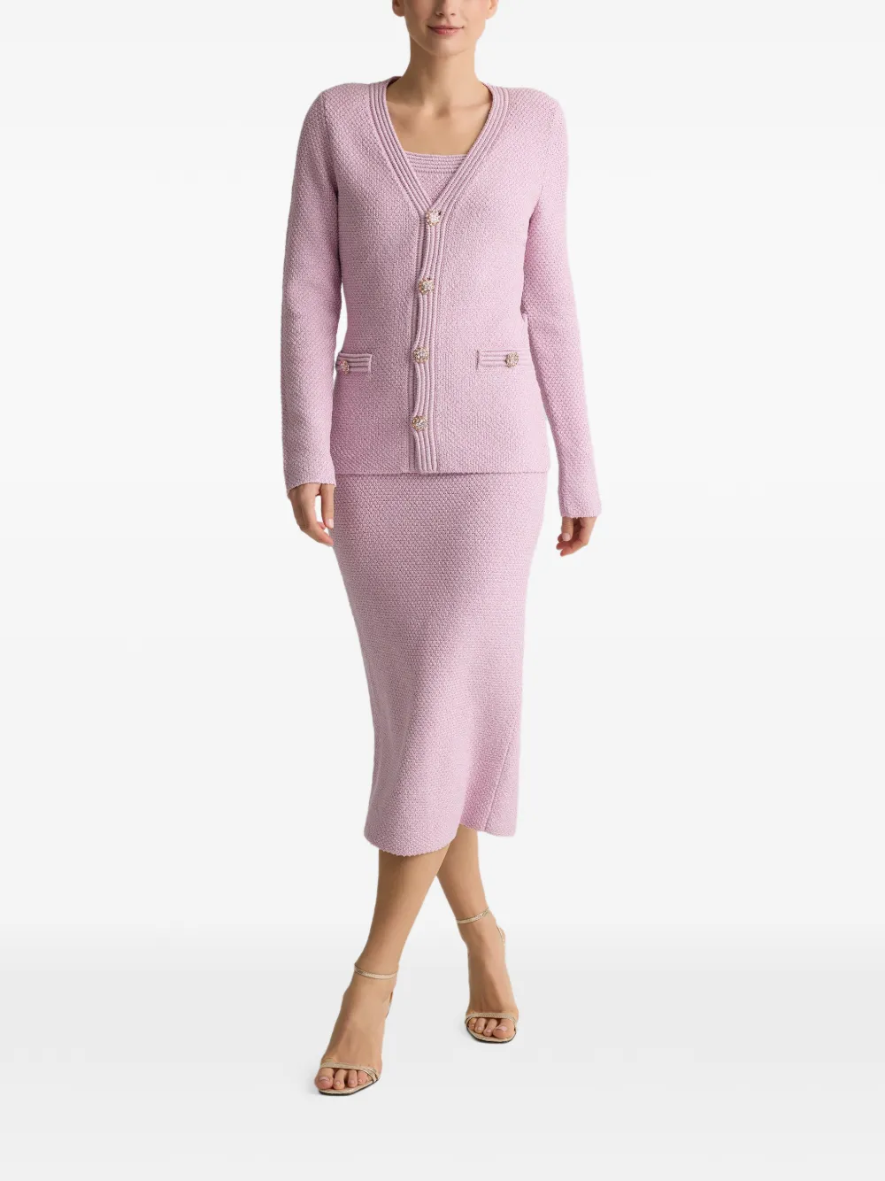  St. John Mouliné-knit Jacket - Pink 