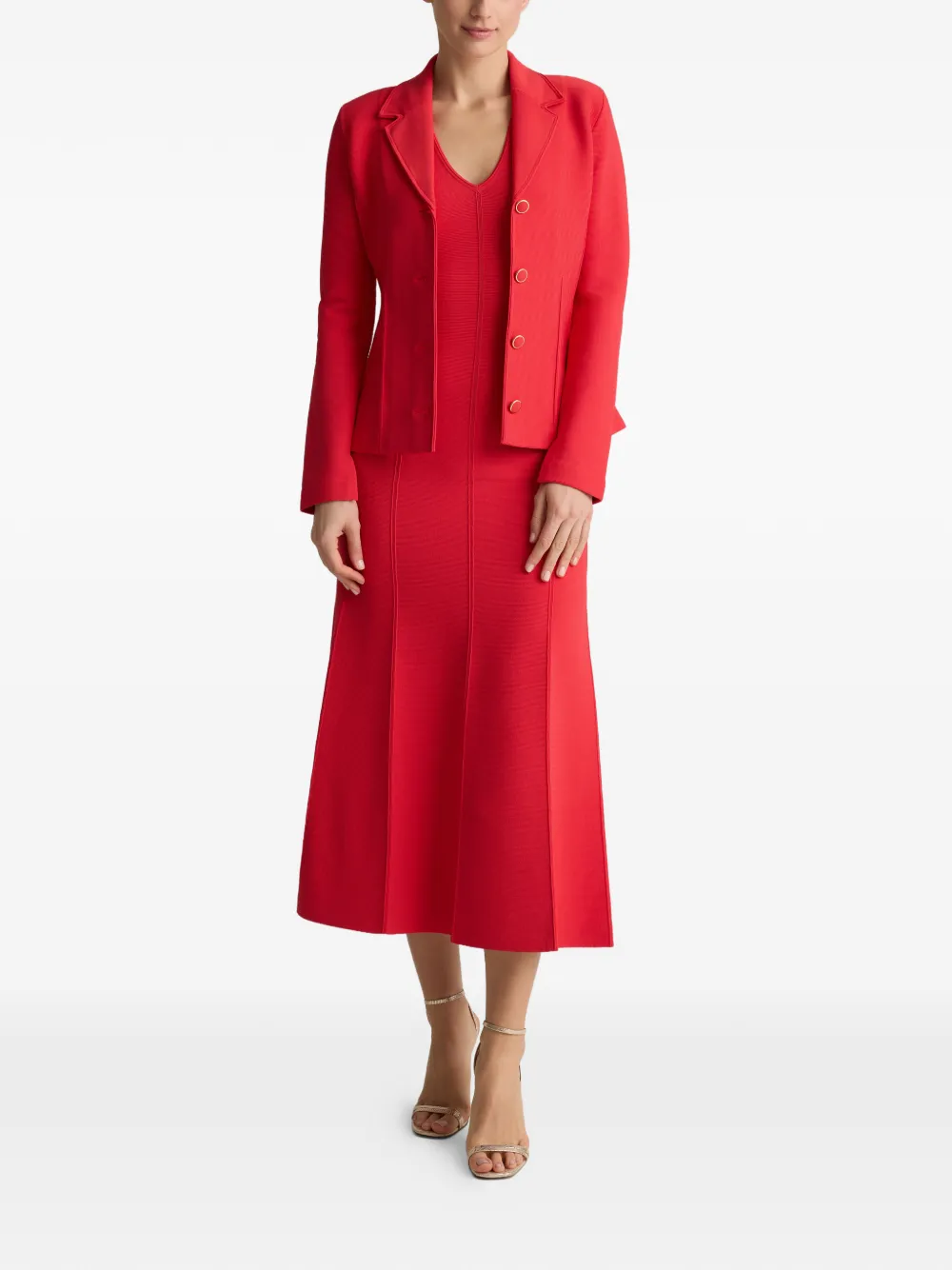  St. John Knit Sleeveless Midi Dress - Red 