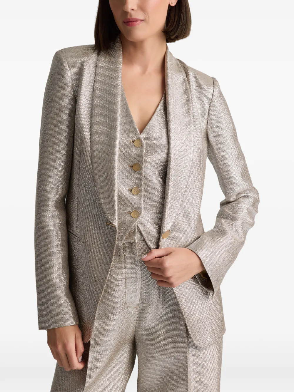  St. John Lame Suiting Blazer - Gold 