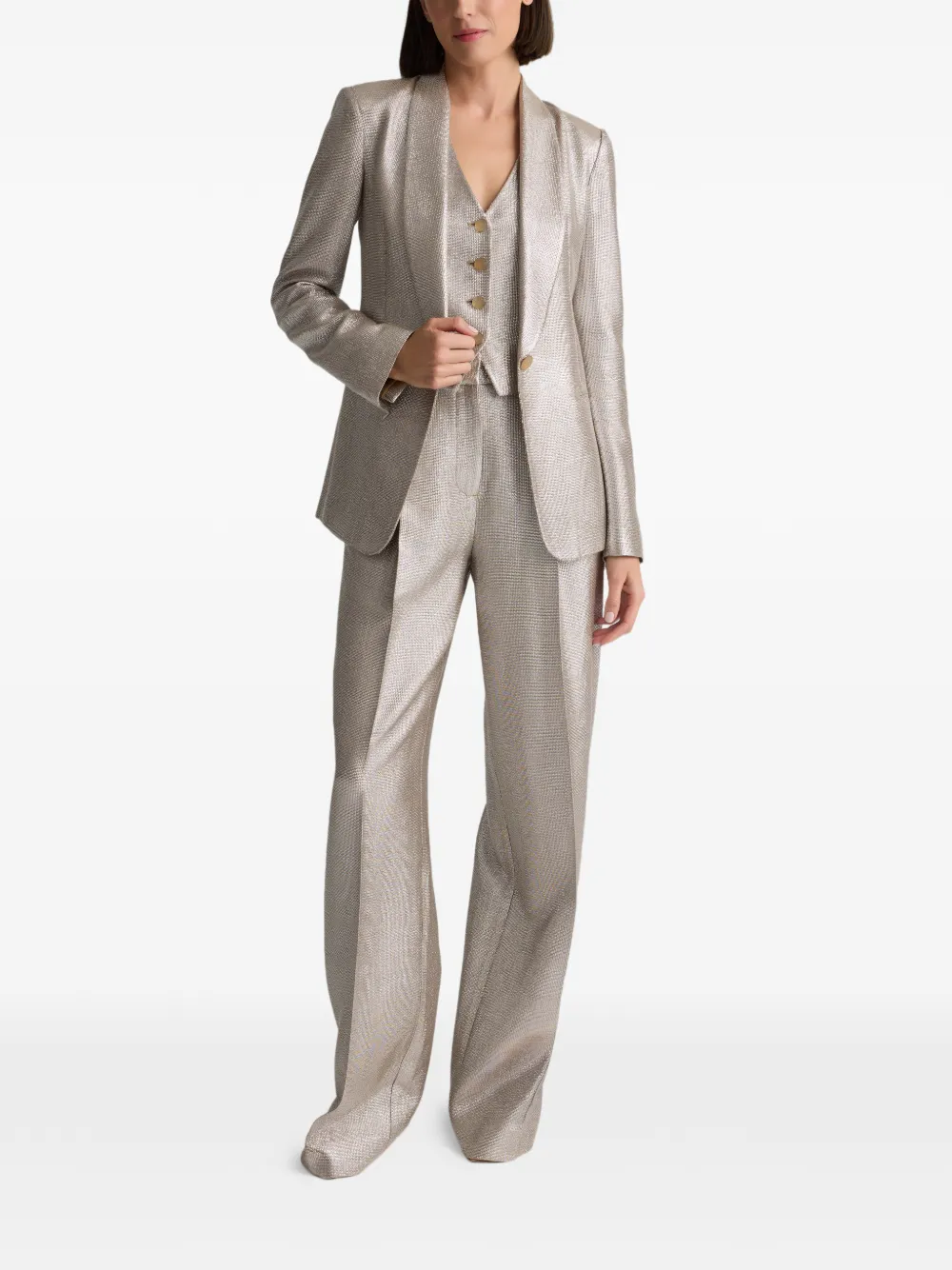  St. John Lame Suiting Blazer - Gold 