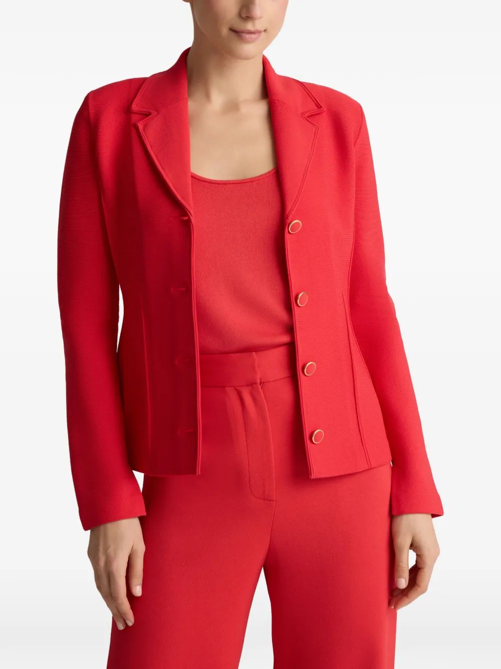  St. John Valley Knit Long Sleeve Jacket - Red 