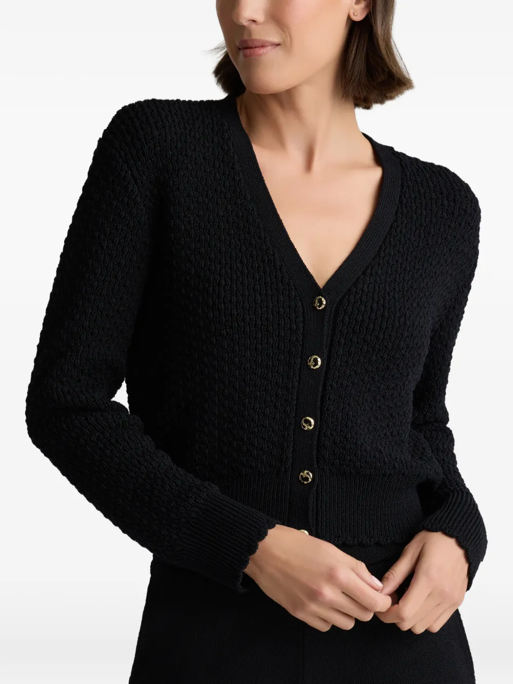  St. John Crepe Knit Cardigan - Black 